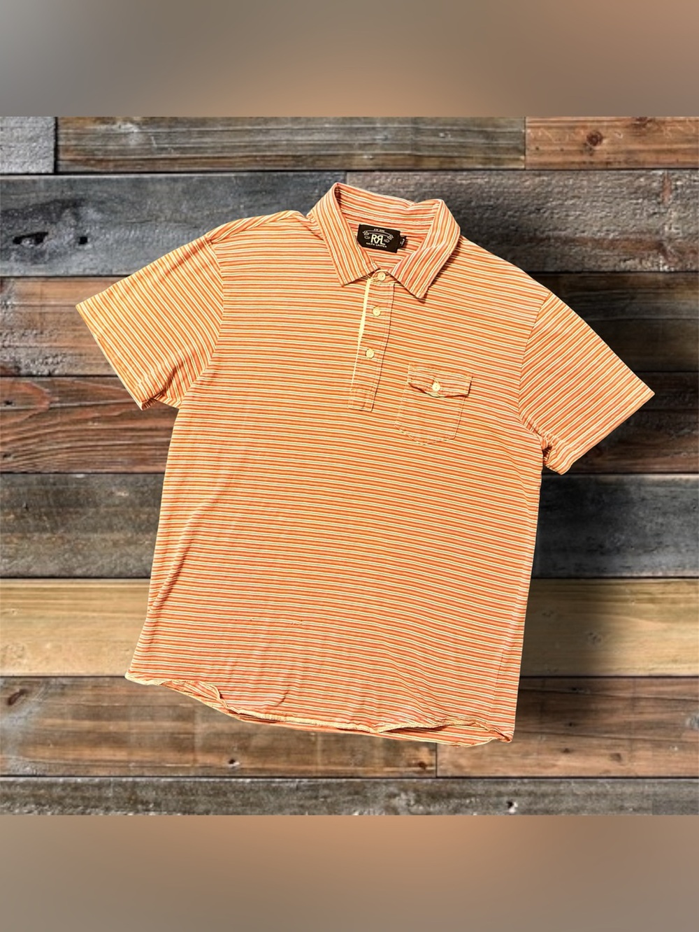 DOUBLE RL RALPH LAUREN RRL STRIPE POLO SHIRT- MEN’S SIZE LARGE
